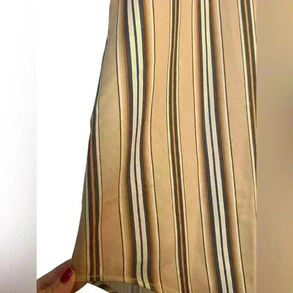 Tommy Hilfiger Men’s Beige Striped Collarless Shirt Crest Heavyweight Large - Picture 12 of 12